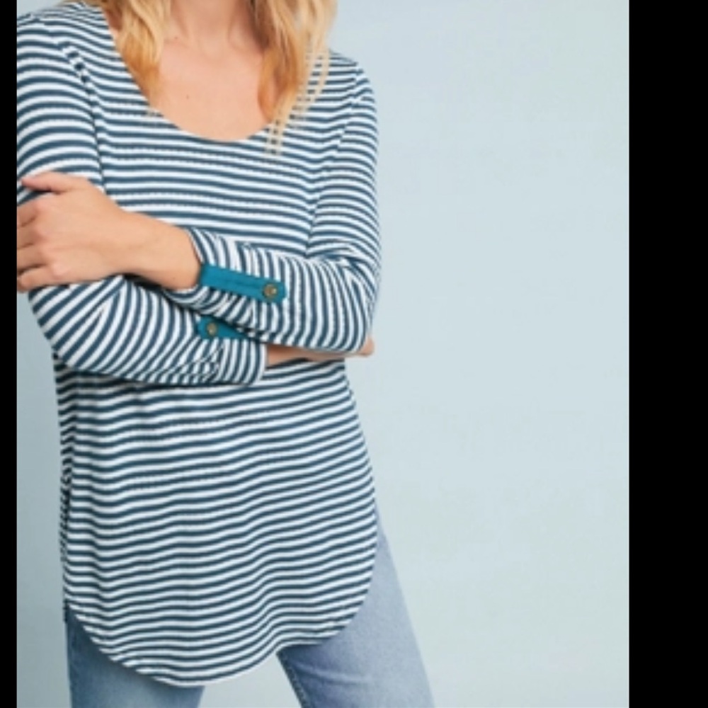 Anthropologie Blue Striped Blouse